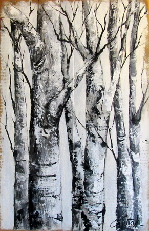 Birches  24X28 acrylic