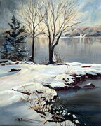 Winter Lake St Jean 24X30 acrylic